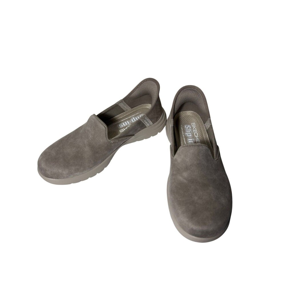 Sketchers Slip-Ins Womens Casual Shoes Size 6.5 Slip On Gray On The Go